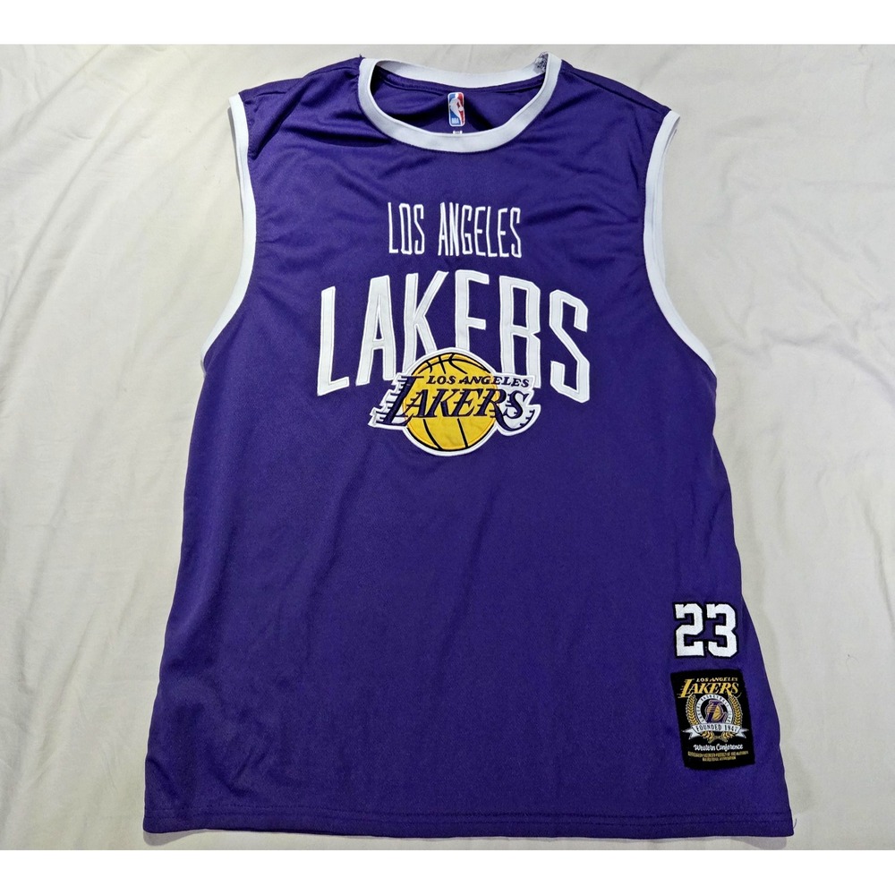 LeBron James LA Lakers Jersey Founded 1947 Edition Men's Sz L Western Conference